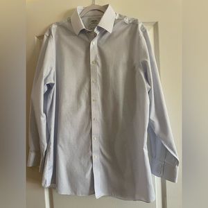 Charles Tyrwhitt Dress Shirt Men's 17.5 Slim Fit 35 Blue White Checks Non Iron